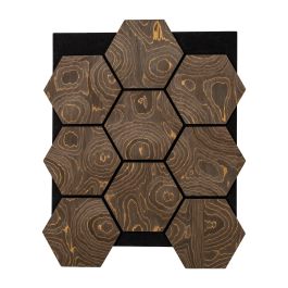 Akustikpaneele mit Hexagon - Modell: Schwarz mit Dekor, Maße: 810 x 661 x 18 mm, Stück: 4, Packungsinhalt: ca. 2,14 m²