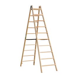 Holz Stufen Doppelleiter Mod. HST - Sprossenanzahl: 2 x 10, Länge: 2,64 m