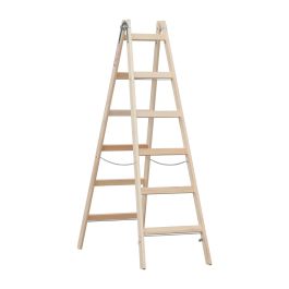 Holzleiter Doppelleiter Mod. HZ - Sprossenanzahl: 2 x 6, Länge: 1,96 m