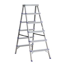 Stehleiter Aluleiter Mod. KDSS - Stufenanzahl: 2 x 6, Höhe der obersten Stufen: 1,29 m