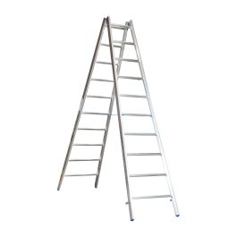 Alu-Sprossen Stehleiter für Maler Mod. M - Sprossenanzahl: 2 x 10, Länge: ca. 3,25 m