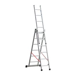 Euro-Profi Mehrzweckleiter 3-tlg. Mod. S307 - Sprossenanzahl: 3 x 6, max. Arbeitshöhe: 5,10 m