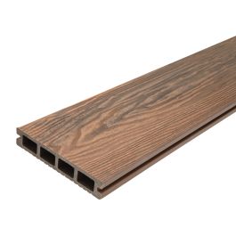 Terrassendielen WPC - Länge: 2900 mm, Querschnitt: 140 x 25 mm, Farbe: Holzoptik dunkelbraun