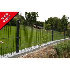 Gartenzaun Set 10 lfm, Farbe: anthrazit, Höhe: 103 cm, Doppelstabmatten 6/5/6 Aktion
