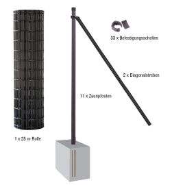 Gartenzaun / Gitterzaun 25 Meter Komplett-Set Foxx - Farbe: anthrazit, Höhe: 102 cm, Ausführung: zum Einbetonieren