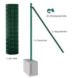 Gartenzaun / Gitterzaun 25 Meter Komplett-Set Foxx - Farbe: grün, Höhe: 81 cm, Ausführung: zum Einbetonieren