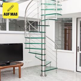 Spindeltreppe Nobile Glas / Edelstahl