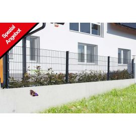 Zaun Gartenzaun Komplettset 10 m, Farbe: anthrazit, Höhe: 83 cm, mit Fußplatten, Doppelstabmatten 6/5/6