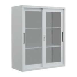 Büroschrank Mod. Elisa mit 2 versperrbaren Schiebetüren aus Glas - Breite: 900 mm, Höhe: 636 mm, Tiefe: 450 mm