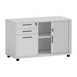 Rollcontainer Mod. Elisa mit 3 versperrbaren Schubladen + 1 versperrbarer Rollladen - Breite: 900 mm, Höhe: 636 mm, Tiefe: 450 mm