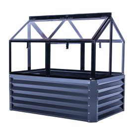 Aluminium Hochbeet mit Frühbeetaufsatz - Länge: 120 cm, Breite: 80 cm, Höhe: 116 cm