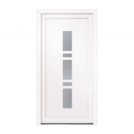 Kunststoff Eingangstür Mod. Sofia - 1000 x 2100 mm (B x H), Farbe: weiß, Anschlag: innen links - DIN links