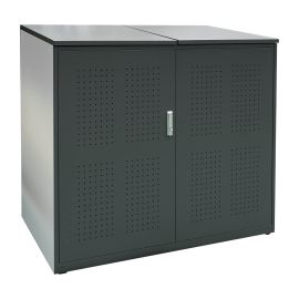 Mülltonnenbox 2-flügelig Lochblechdesign - Farbe: anthrazit, Breite: 134 cm, Höhe: 122,5 cm, Tiefe: 80 cm