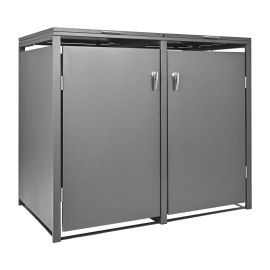 Mülltonnenbox 2-flügelig - Farbe: graualuminium, Breite: 132 cm, Höhe: 116 cm, Tiefe: 80 cm