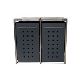 Mülltonnenbox 2-flügelig - Farbe: anthrazit, Breite: 132 cm, Höhe: 116 cm, Tiefe: 80 cm