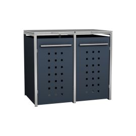 Mülltonnenbox 2-flügelig - Farbe: anthrazit, Breite: 132 cm, Höhe: 116 cm, Tiefe: 80 cm