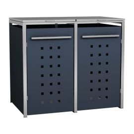 Mülltonnenbox 2-flügelig - Farbe: anthrazit, Breite: 132 cm, Höhe: 116 cm, Tiefe: 80 cm