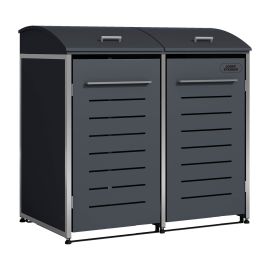 Mülltonnenbox 2-flügelig - Farbe: anthrazit, Breite: 139 cm, Höhe: 135,4 cm, Tiefe: 82,6 cm
