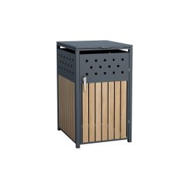Mülltonnenbox 1-flügelig - Farbe: anthrazit & Holzoptik, Breite: 66 cm, Höhe: 116 cm, Tiefe: 80 cm