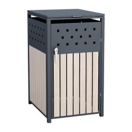 Mülltonnenbox 1-flügelig - Farbe: anthrazit & Holzoptik, Breite: 66 cm, Höhe: 116 cm, Tiefe: 80 cm