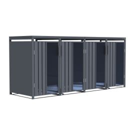 Mülltonnenbox Alina 4-flügelig – Farbe: anthrazit, Breite: 80 cm, Höhe: 116 cm, Tiefe: 265 cm