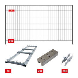 Mobilzaun / Bauzaun - Standard Set - 87,5 lfm - Höhe: 2 m