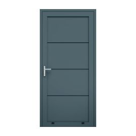 Alu Nebeneingangstür 1-flügelig - Maße: 1000 x 2000 mm (B x H), Farbe: anthrazit RAL 7016, Anschlag: innen links - DIN links