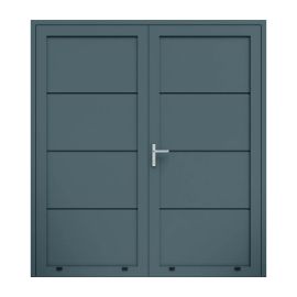 Alu-Nebeneingangstür 2-flügelig DIN rechts – Farbe: anthrazit, Breite: 200 cm, Höhe: 210 cm