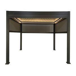 Pergola Dallas 3 m x 3 m mit LED und Sonnenschutz - Farbe: anthrazit, Höhe: 2500 mm