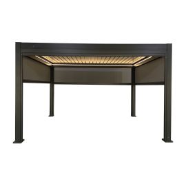 Pergola Dallas 4 m x 3 m mit LED und Sonnenschutz - Farbe: anthrazit, Höhe: 2500 mm