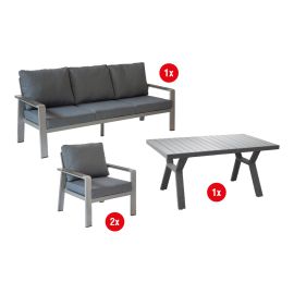 Gartenmöbelset Lissabon 4-teilig - Farbe: graualuminium
