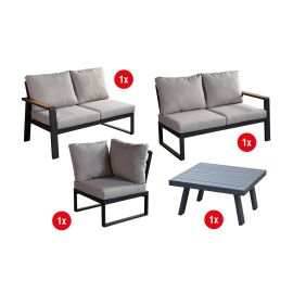 Loungemöbel Lissabon Set 4-teilig - Farbe: anthrazit