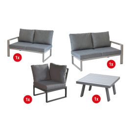 Loungemöbel Lissabon Set 4-teilig - Farbe: graualuminium