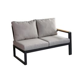 Loungesofa 2-Sitzer rechts Lissabon aus Aluminium - Aluminiumfarbe: anthrazit, Stofffarbe: hellgrau