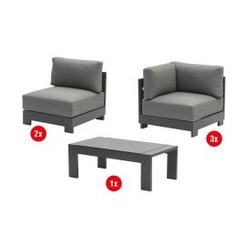 Loungemöbel London Set 6-teilig - Farbe: anthrazit