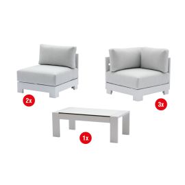 Loungemöbel London Set 6-teilig - Farbe: weiß