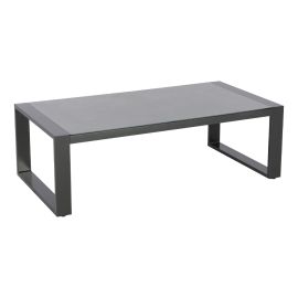 Beistelltisch mit Glasplatte Toledo aus Aluminium - Farbe: anthrazit, Länge: 1280 mm, Breite: 650 mm, Höhe: 410 mm