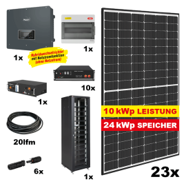 Photovoltaik POWER PLUS MAX Komplettanlage - Gesamtleistung: 10 kWp, Speicher: 24 kWh, mit Hybrid Wechselrichter