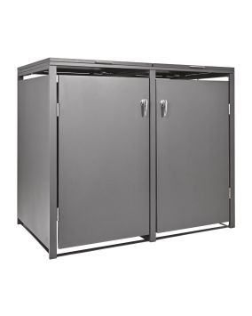 Mülltonnenbox 2-flügelig - Farbe: graualuminium, Breite: 132 cm, Höhe: 116 cm, Tiefe: 80 cm
