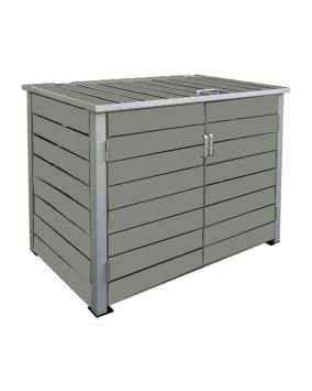 Alu / WPC Mülltonnenbox 2-flügelig - Farbe: hellgrau, Breite: 151 cm, Höhe: 118 cm, Tiefe: 95 cm