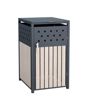 Mülltonnenbox 1-flügelig - Farbe: anthrazit & Holzoptik, Breite: 66 cm, Höhe: 116 cm, Tiefe: 80 cm
