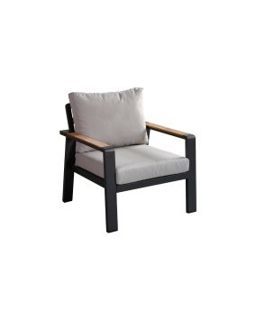 Loungesessel Lissabon aus Aluminium - Aluminiumfarbe: anthrazit, Stofffarbe: hellgrau