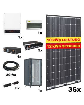 Photovoltaik SUPER FLEX LIGHT 8 Komplettanlage - Gesamtleistung: 10 kWp, 71-teilig, Speicher: 12 kWh