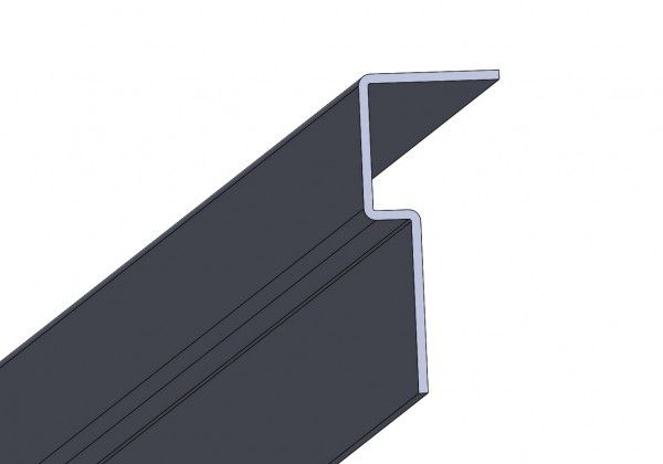 Abschluss Terrassendiele Aluminium - Länge: 3000 mm, Querschnitt: 69 x 30 mm, Farbe: grau